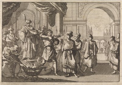 Selim IV, Shah de Persia, con su hermano cegado por un hierro al rojo vivo, 1694 de Caspar Luyken
