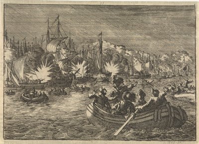 Flota española en el Escalda capturada y quemada por los holandeses, 1631 de Caspar Luyken