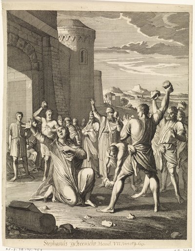 Lapidación de Esteban fuera de las puertas de Jerusalén de Caspar Luyken