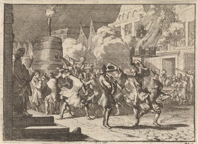Alegría en París ante el falso informe de la muerte de Guillermo III en la batalla del Boyne, 1690 de Caspar Luyken