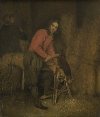 Recorte de pacas de heno de Caspar Netscher (attributed to)