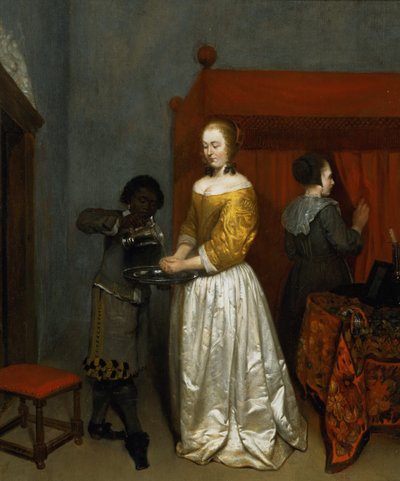Una Dama Lavándose las Manos, 1657 de Caspar Netscher