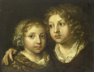 Una hija y un hijo (¿Constantijn?) del artista de Caspar Netscher