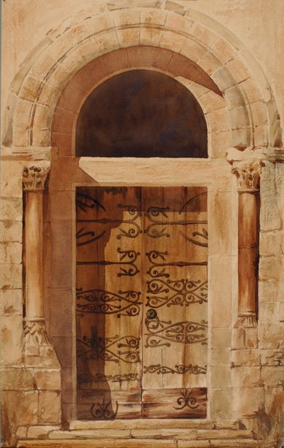Portal de la Iglesia de Nervy St. Sepulchre copia facsímil de un dibujo de E. Viollet Le Duc, 1880 de Cass Gilbert