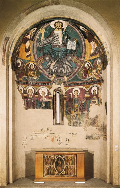 Cristo en la Gloria, de la Iglesia de San Clemente de Tahull, Lérida, España (fresco) de Catalan School