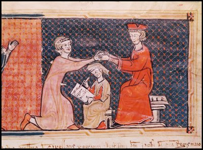 El Fiscal Real, el Escriba y el Señor Feudal, de Capbreu de Clayra et de Millas, 1292 de Catalan School