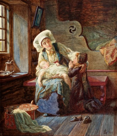 Tarde en un hogar noruego, 1882 de Catharine Adelaide Sparkes