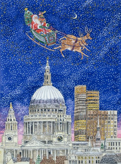Papá Noel volando sobre Londres de Catherine Bradbury