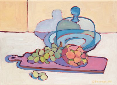 Fruta del dragón y uvas, 2024 (aceite) de Catherine J Martzloff