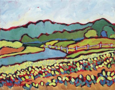 Julio junto a la granja, 2019 (óleo sobre lienzo) de Catherine J Martzloff