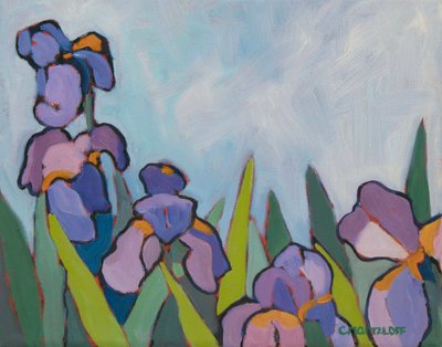 The Iris Fields, 2022 (Óleo sobre lienzo) de Catherine J Martzloff