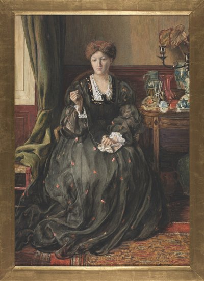 Thinking, Retrato de Emma Madox Brown, c. 1870 (acuarela y gouache sobre papel) de Catherine Nee Madox Brown Hueffer