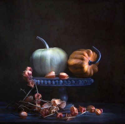 Calabazas y faroles de otoño de Catherine Wang