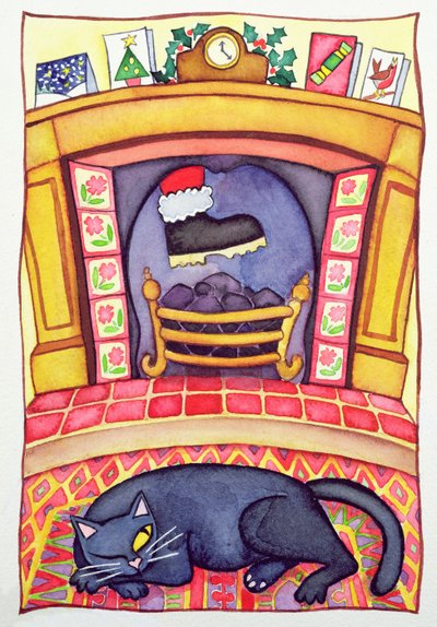 Santa Llegando por la Chimenea de Cathy Baxter
