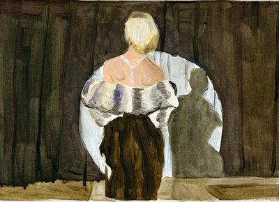 03.11.09 - El modelado de la piel en su apartamento, 2009 (óleo sobre papel) de Cathy Lomax