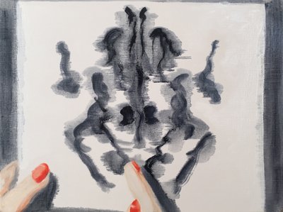 Dibujo de Rorsharch, 2017 (óleo sobre papel) de Cathy Lomax