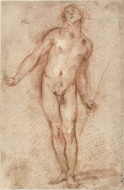 Desnudo masculino de pie de Cecco Bravo