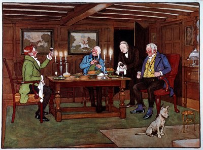 Conocedores bebiendo disfrutando de un vaso de oporto. de Cecil Charles Windsor Aldin