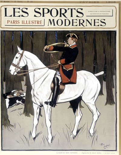 Caza (un hombre a caballo animando a los perros) Portada "Deportes Modernos" 02/1906 de Cecil Charles Windsor Aldin