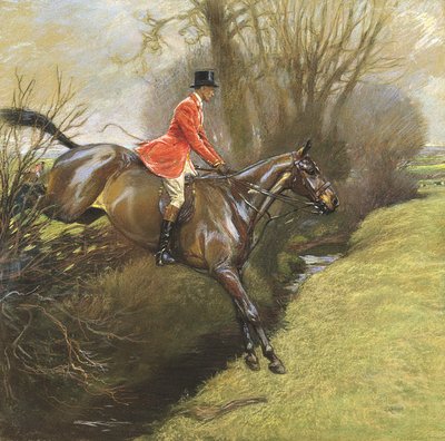 Teniente Coronel Ted Lyon saltando un seto de Cecil Charles Windsor Aldin