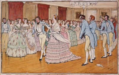 La Sra. Barrington muy complacida lidera con Stephen Dumpling, ilustración de Handley Cross de Robert Smith Surtees de Cecil Charles Windsor Aldin