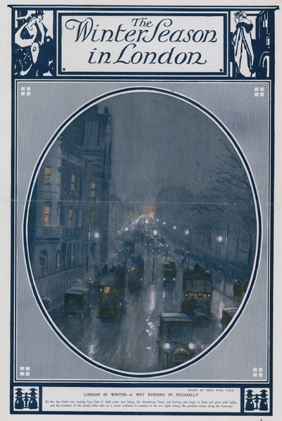 Londres en Invierno - una noche lluviosa en Piccadilly de Cecil King