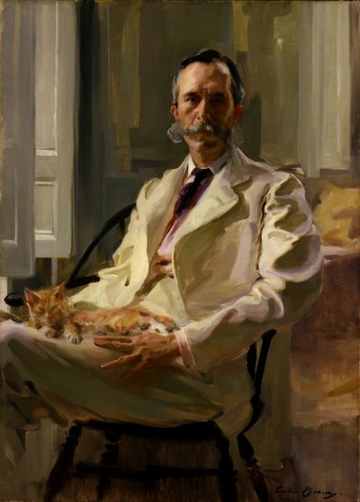 Hombre con el gato Henry Sturgis Drinker, 1898 de Cecilia Beaux
