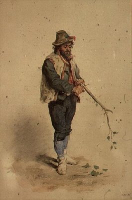 Campesino italiano cortando un palo de Cecilia Melanie Beresford