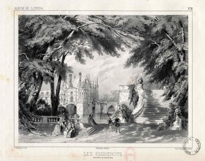 El castillo y los jardines en el Château de Chenonceaux de Celestin Deshayes