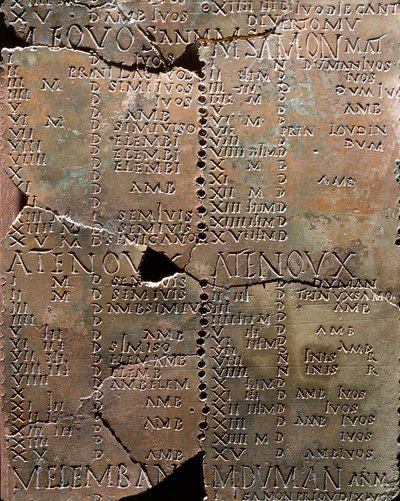 Calendario sobre placas de bronce, de Coligny de Celtic