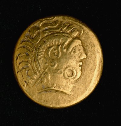 Arte celta: estátera de los Sequani, moneda de oro. Siglo III-II a.C. París, B.N. de Celtic