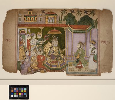 Un rey y cortesanos escuchan a un músico, c.1750 de Central Indian School