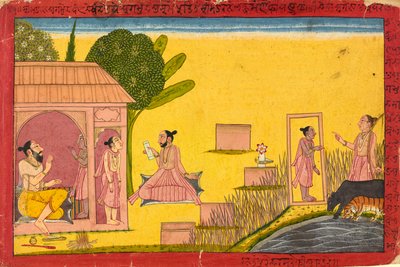 Lakshmana en el ermitaño, folio de un Ramayana, c.1690-1710 de Central Indian School