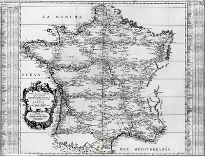 Mapa de Francia, por Giovanni Domenico Maraldi (1709-1788) y Cesar-Francois Cassini de Thury o Cassini III (1714-1784), Francia de Cesar Francois Cassini de Thury
