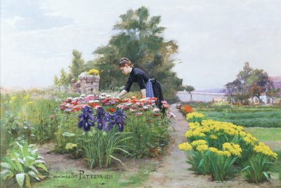 El jardín de flores, 1888 de Cesar Pattein