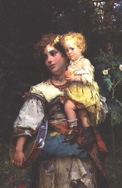 Mujer y niño de Cesare Auguste Detti