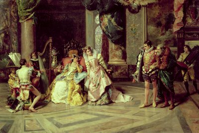 Galileo en la corte de Isabella, 1878 de Cesare Auguste Detti