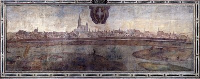 Vista de la ciudad de Viena, Austria. Vista de las ciudades del Imperio de los Habsburgo. Fresco del Patio de Michelozzo en el Palazzo Vecchio de Florencia. Pintura de Sebastiano Veronese Giovanni Lombardi, Cesare Baglioni y Turino da Piamonte, hacia 1565. de Cesare Baglioni