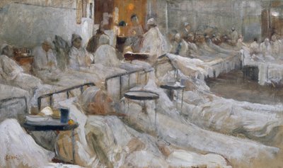 Sala de hospital, pintura de Cesare Ciani (1854-1925), Italia de Cesare Ciani