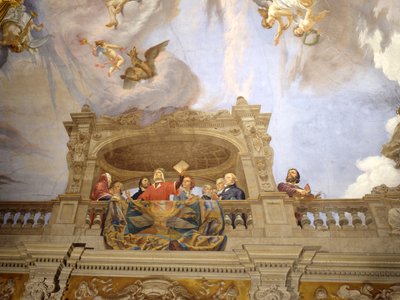 Dante, Petrarca, Cola di Rienzo, A. da Brescia y Vittorio Alfieri (detalle) de Cesare Mariani