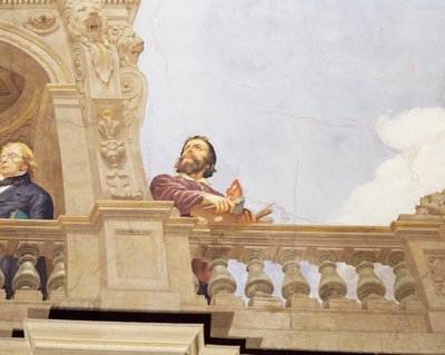 Detalle de Alegoría de Italia, fresco de Cesare Mariani, techo del Salón de la Mayoría, Palacio de Finanzas, Roma de Cesare Mariani