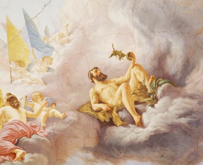 (Detalle) de Alegoría de Italia, fresco de Cesare Mariani (1826-1901), techo, Sala de la Mayoría, Palazzo delle Finanze (Palacio de Finanzas), Roma, Italia de Cesare Mariani
