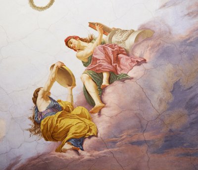 (Detalle) de Alegoría de Italia, fresco de Cesare Mariani (1826-1901), techo, Sala de la Mayoría, Palazzo delle Finanze (Palacio de Finanzas), Roma, Italia de Cesare Mariani