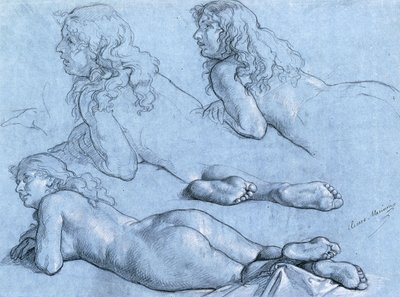 Estudios de un Desnudo Reclinado, visto desde la Espalda de Cesare Mariani