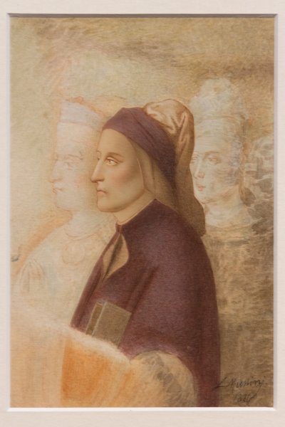 Retrato de Dante, por Cesare Mussini, hacia 1844 (acuarela sobre cartón) de Cesare Mussini
