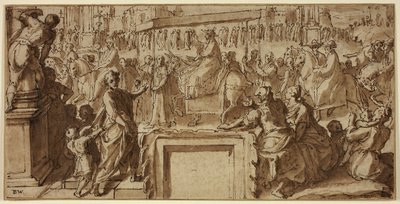 San Carlos Borromeo entrando en la ciudad de Pavía: Diseño para una decoración mural de Cesare Nebbia
