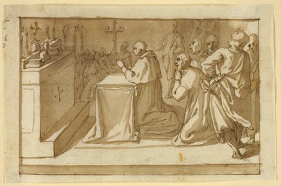 San Carlos Borromeo venerando las reliquias de Cesare Nebbia