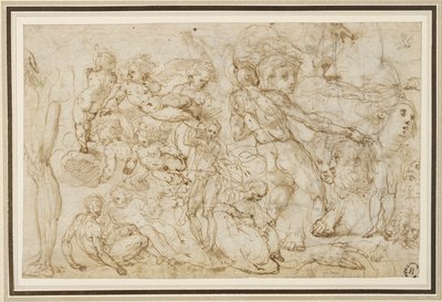 Hoja de estudios de figuras, c. 1600 de Cesare Pollini