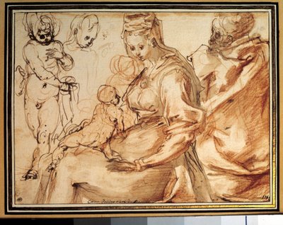 La sagrada familia Lavis tiene tinta, pluma y sangre por Cesare Pollini (alrededor de 1560-alrededor de 1630) siglo XVII. París, Museo del Louvre de Cesare Pollini