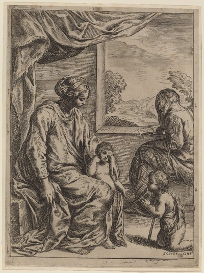 La Sagrada Familia con San Juan Bautista de Cesare Roberti, after Simone Cantarini
